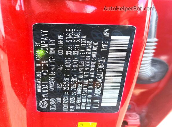 KM8K22AA2MU706435 2021 HYUNDAI KONA Red Vista del compartimento del motor