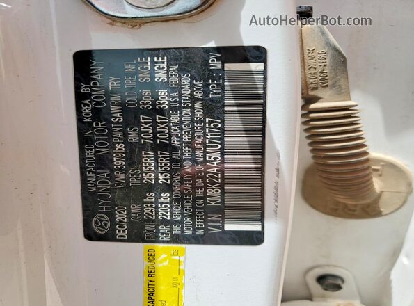 KM8K22AA5MU711757 2021 HYUNDAI KONA White VIN sticker view