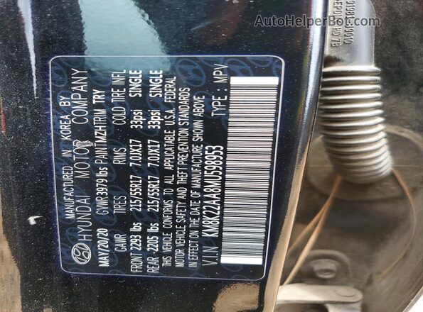 KM8K22AA8MU598953 2021 HYUNDAI KONA Black VIN sticker view