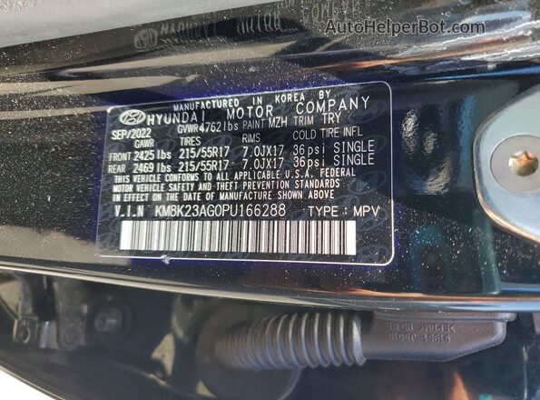KM8K23AG0PU166288 2023 HYUNDAI KONA Черный Вид подкапотного пространства