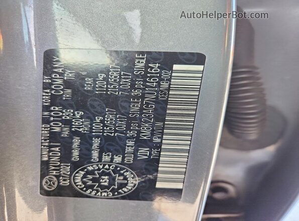 KM8K23AG7NU146164 2022 HYUNDAI KONA Gray Widok komory silnika