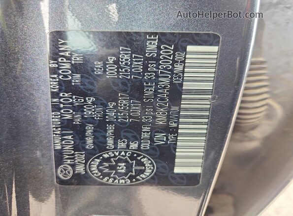 KM8K2CAA3MU730202 2021 HYUNDAI KONA Gray Vista del compartimento del motor