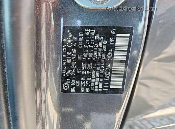 KM8K2CAA4LU570944 2020 HYUNDAI KONA Charcoal Widok naklejki z numerem VIN