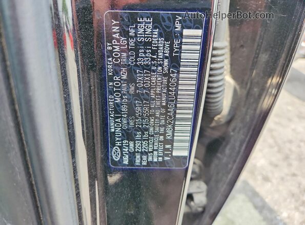 KM8K2CAA6LU440647 2020 HYUNDAI KONA Black Widok naklejki z numerem VIN