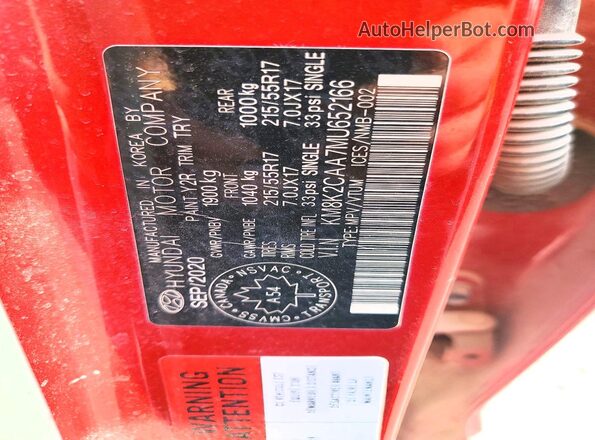 KM8K2CAA7MU652166 2021 HYUNDAI KONA Red Widok wnętrza 360 stopni