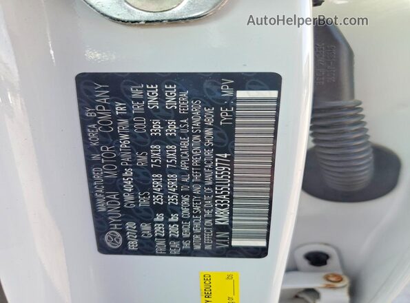 KM8K33A55LU559774 2020 HYUNDAI KONA White Vista del compartimento del motor