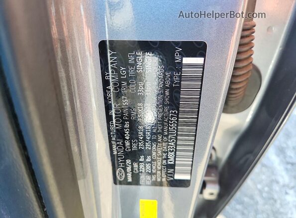 KM8K33A57LU565673 2020 HYUNDAI KONA Gray Vista del compartimento del motor