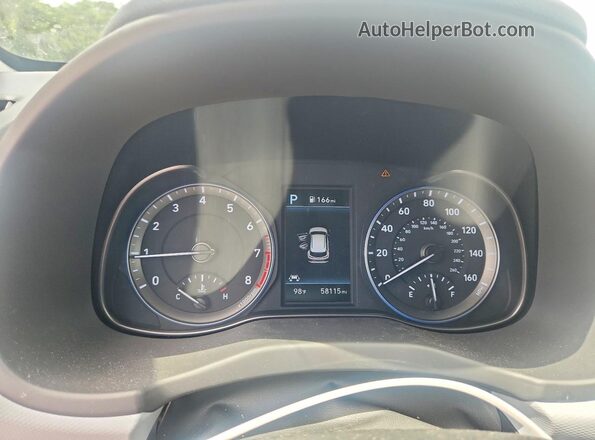 KM8K53A59KU205846 2019 HYUNDAI KONA Blue ხელსაწყოთა პანელის ხედი