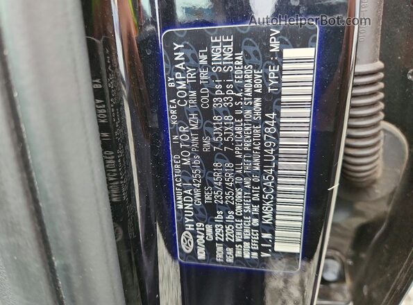 KM8K5CA54LU497844 2020 HYUNDAI KONA Black VIN կոդի պիտակի տեսք