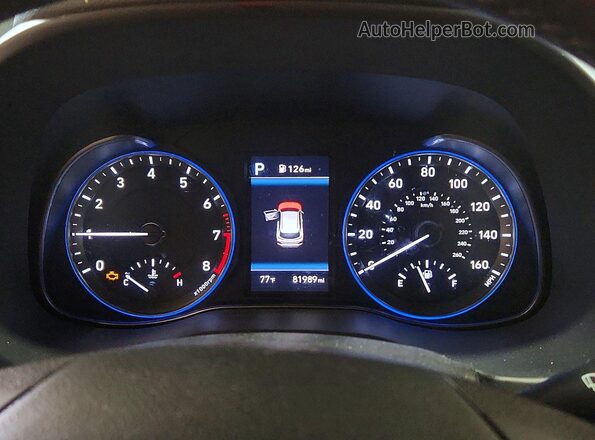 KM8K5CA58LU530747 2020 HYUNDAI KONA Black Вид щитка приладів