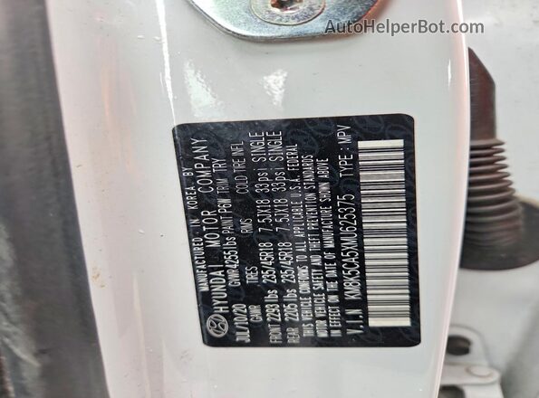 KM8K5CA5XMU625375 2021 HYUNDAI KONA Белый Вид наклейки с VIN-кодом
