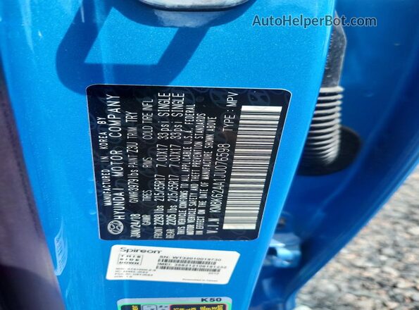 KM8K62AA1JU076598 2018 HYUNDAI KONA Blue Vista interior de 360 grados