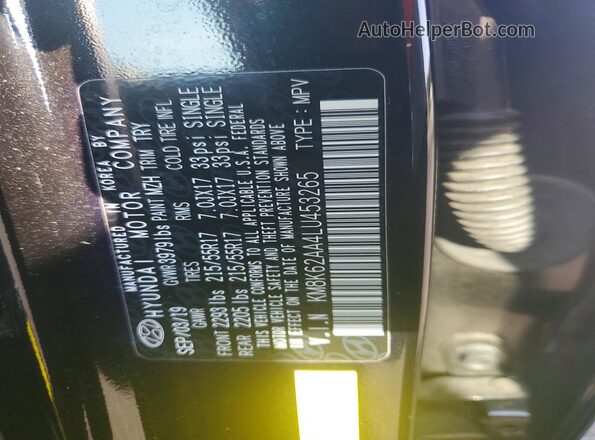 KM8K62AA4LU453265 2020 HYUNDAI KONA Black Вид підкапотного простору