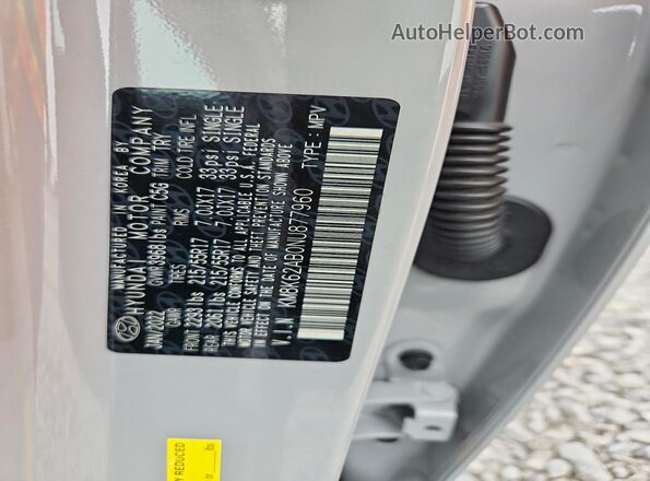 KM8K62AB0NU877960 2022 HYUNDAI KONA Silver Սալոնի 360 աստիճան տեսք