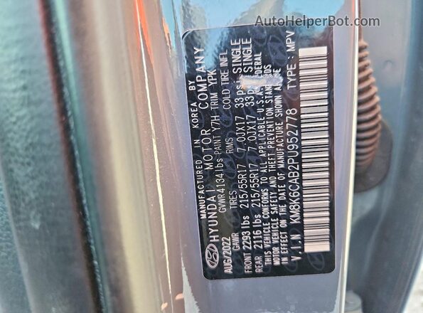KM8K6CAB2PU952778 2023 HYUNDAI KONA Green Vista de la etiqueta del VIN