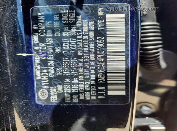 KM8K6CAB4PU019092 2023 HYUNDAI KONA Черный Панорамный вид салона 360°