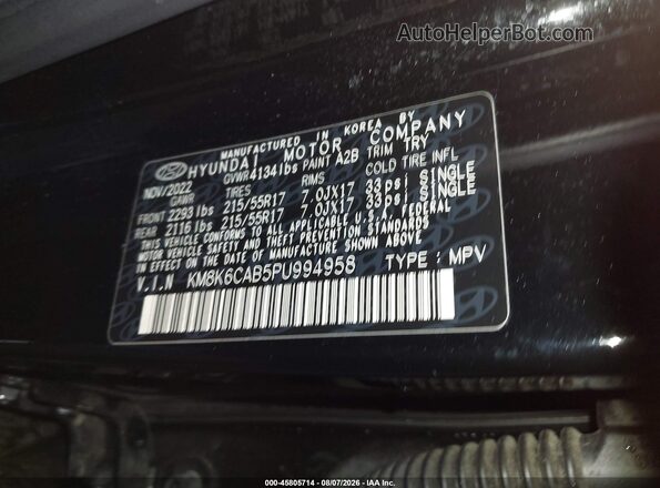 KM8K6CAB5PU994958 2023 HYUNDAI KONA Черный Вид задних сидений