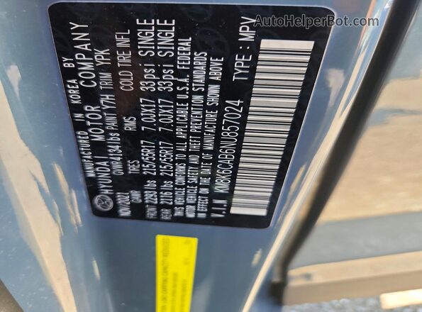 KM8K6CAB6NU857024 2022 HYUNDAI KONA Blue Widok komory silnika