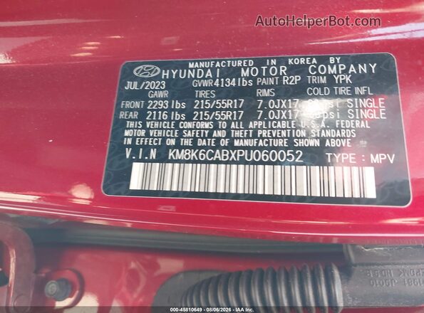 KM8K6CABXPU060052 2023 HYUNDAI KONA Red Вид підкапотного простору