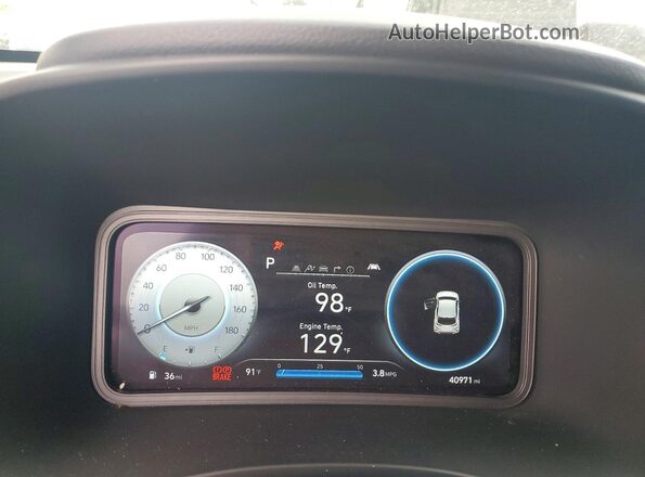 KM8KH3AC9NU001414 2022 HYUNDAI KONA White Սարքավորումների վահանակի տեսք