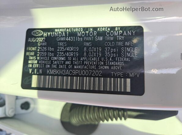 KM8KH3AC9PU007202 2023 HYUNDAI KONA White Սալոնի 360 աստիճան տեսք