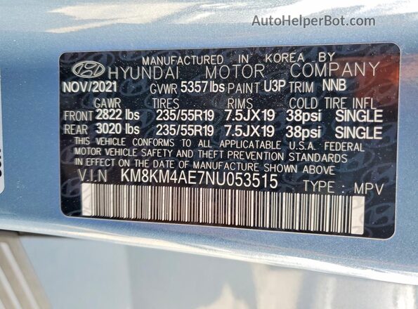 KM8KM4AE7NU053515 2022 HYUNDAI IONIQ Blue ძრავის განყოფილების ხედი
