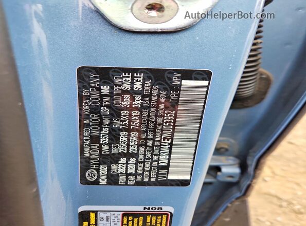 KM8KM4AE7NU053952 2022 HYUNDAI IONIQ Blue VIN կոդի պիտակի տեսք
