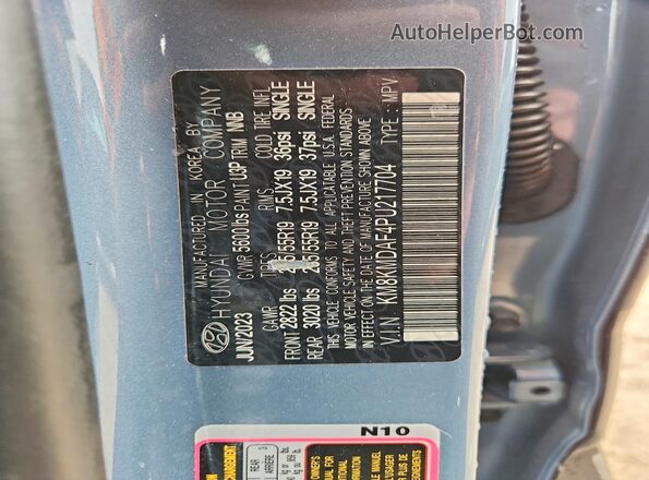 KM8KMDAF4PU217704 2023 HYUNDAI IONIQ Blue VIN sticker view