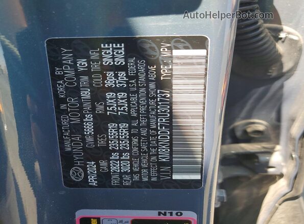 KM8KNDDF7RU301737 2024 HYUNDAI IONIQ Blue Вид наклейки з VIN-кодом