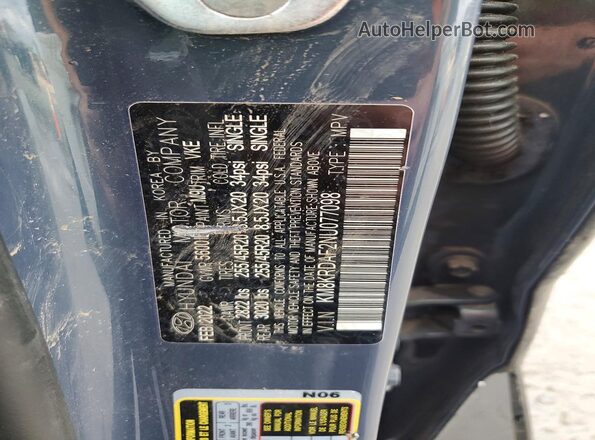 KM8KRDAF2NU077098 2022 HYUNDAI IONIQ Purple VIN կոդի պիտակի տեսք