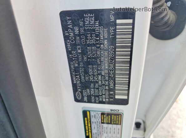 KM8R14HE8MU278909 2021 HYUNDAI PALISADE White Vista de la etiqueta del VIN