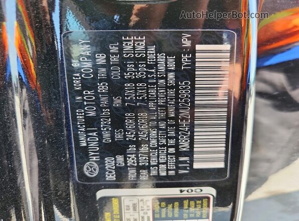 KM8R24HE2MU259835 2021 HYUNDAI PALISADE Black Вид наклейки з VIN-кодом
