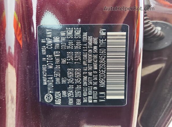 KM8R2DGE2SU845160 2025 HYUNDAI PALISADE Maroon 360 interior view