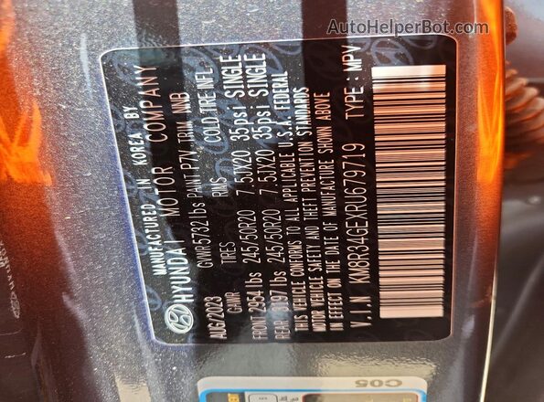 KM8R34GEXRU679719 2024 HYUNDAI PALISADE Gray VIN կոդի պիտակի տեսք