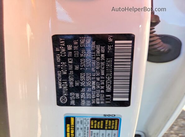 KM8R3DHE0LU118161 2020 HYUNDAI PALISADE White Вид підкапотного простору