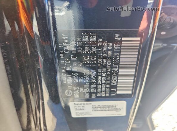 KM8R3DHE4LU133228 2020 HYUNDAI PALISADE Black Vista de la etiqueta del VIN