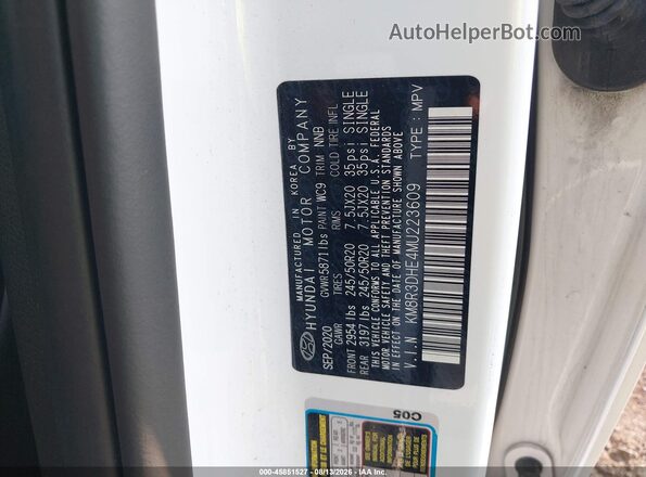KM8R3DHE4MU223609 2021 HYUNDAI PALISADE Белый Вид подкапотного пространства