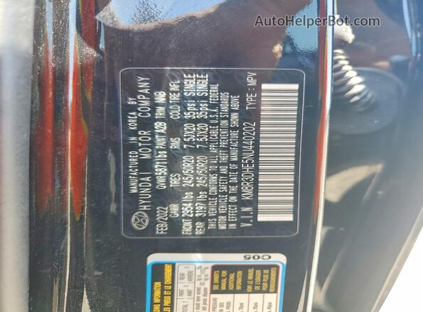 KM8R3DHE5NU440202 2022 HYUNDAI PALISADE Black Widok naklejki z numerem VIN