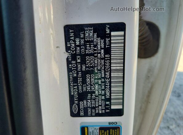 KM8R44HE4MU266618 2021 HYUNDAI PALISADE White Вид наклейки з VIN-кодом