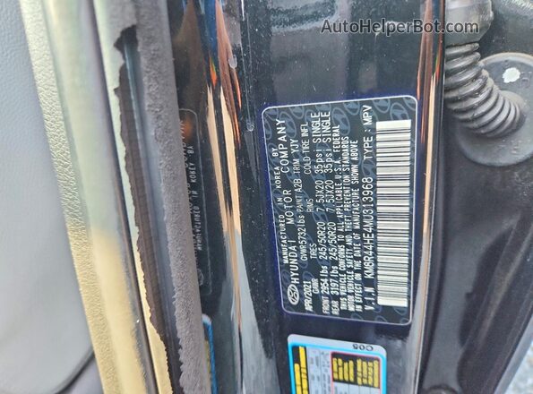 KM8R44HE4MU313968 2021 HYUNDAI PALISADE Black Widok naklejki z numerem VIN