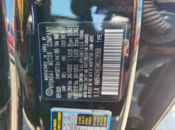 KM8R4DHE0MU219568 2021 HYUNDAI PALISADE Black Панорамний вид салону 360°