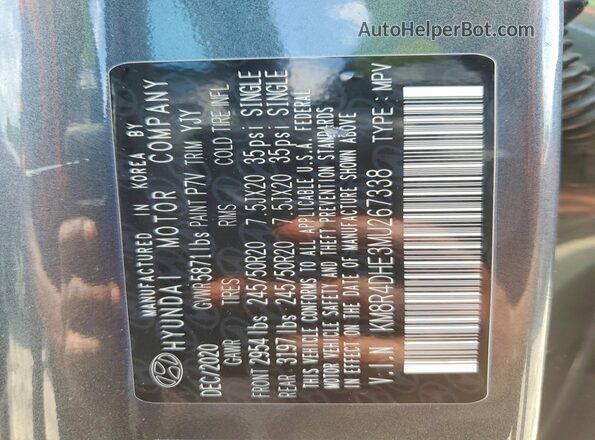 KM8R4DHE3MU267338 2021 HYUNDAI PALISADE Gray ძრავის განყოფილების ხედი