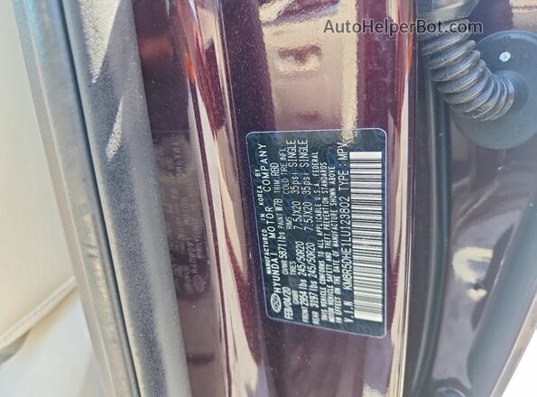 KM8R5DHE1LU123802 2020 HYUNDAI PALISADE Maroon VIN կոդի պիտակի տեսք