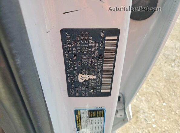 KM8R5DHE3LU151469 2020 HYUNDAI PALISADE White VIN sticker view