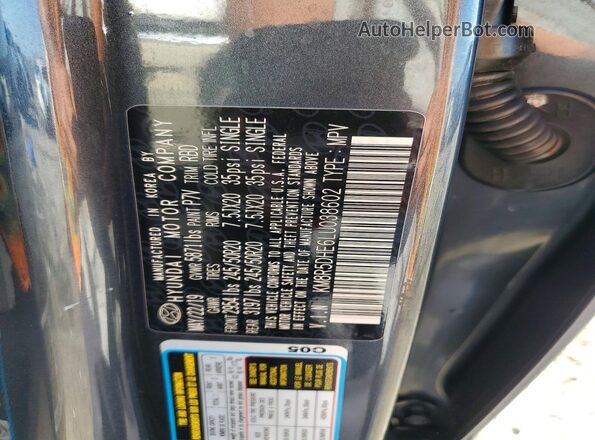 KM8R5DHE6LU038602 2020 HYUNDAI PALISADE Charcoal VIN sticker view