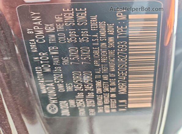 KM8R74GE0SU827693 2025 HYUNDAI PALISADE Purple Vista de la etiqueta del VIN