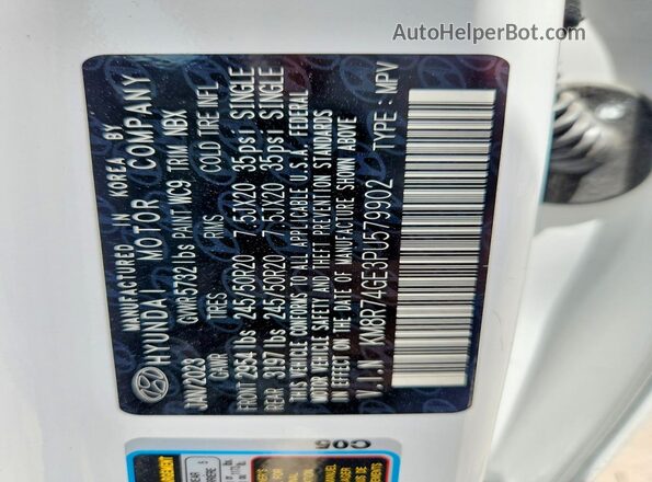 KM8R74GE3PU579902 2023 HYUNDAI PALISADE Белый Панорамный вид салона 360°