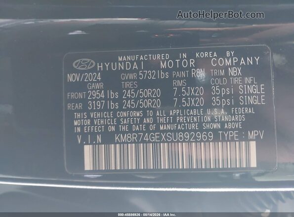 KM8R74GEXSU892969 2025 HYUNDAI PALISADE Green ძრავის განყოფილების ხედი