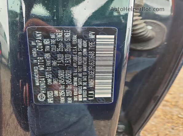KM8R7DGE2PU631648 2023 HYUNDAI PALISADE Teal VIN კოდის სტიკერის ხედი