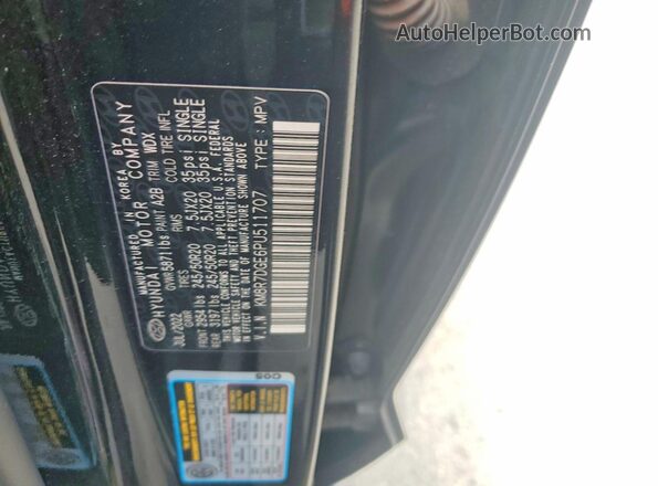 KM8R7DGE6PU511707 2023 HYUNDAI PALISADE Black Vista de la etiqueta del VIN